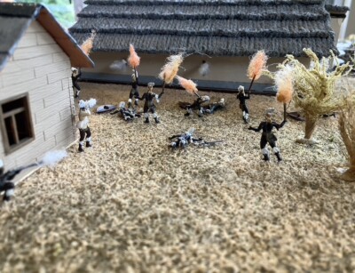 Sc. 2 – Flame throwers outside
the storeroom